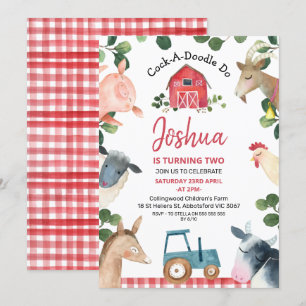 Blue Tractor Red Pset Boerderij Farmyard Birthday Kaart