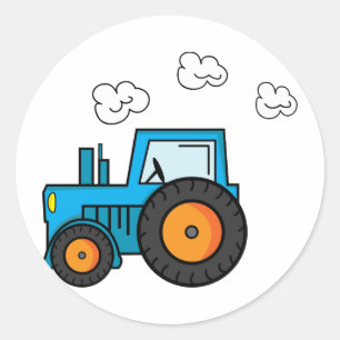 Blue Tractor Ronde Sticker