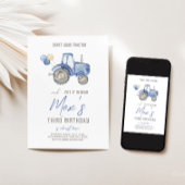 Blue Tractor Thema Uitnodiging voor verjaardag