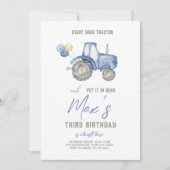 Blue Tractor Thema Uitnodiging voor verjaardag (Voorkant)