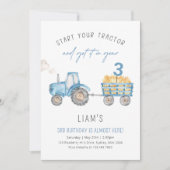 Blue Tractor & Trailer voor elk verjaardagsfeestje Kaart (Voorkant)