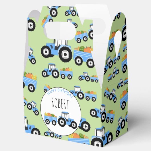 Blue Tractor Truck Boerderij Produce Birthday Bedankdoosjes (Geopend)