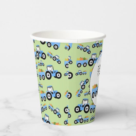 Blue Tractor Truck Boerderij Produce Birthday Papieren Bekers (Rechts)