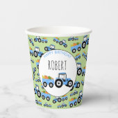 Blue Tractor Truck Boerderij Produce Birthday Papieren Bekers (Voorkant)