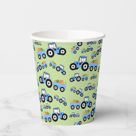 Blue Tractor Truck Boerderij Produce Papieren Bekers (Links)