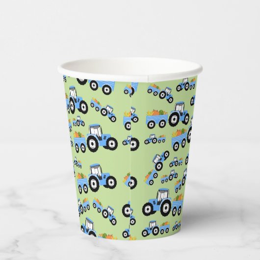 Blue Tractor Truck Boerderij Produce Papieren Bekers (Rechts)