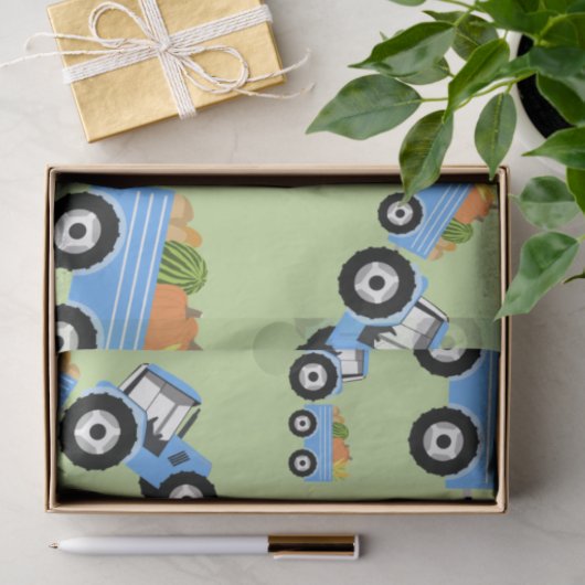 Blue Tractor Truck Boerderij Produce Tissuepapier (Geschenk)