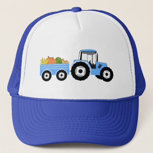 Blue Tractor Truck Boerderij Produce Trucker Pet (Voorkant)