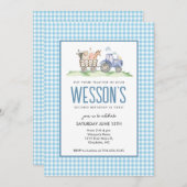 Blue Tractor Verjaardag, Boerderij Verjaardagsuitn Kaart (Voorkant / Achterkant)