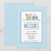 Blue Tractor Verjaardag, Boerderij Verjaardagsuitn Kaart (Voorkant / Achterkant)