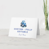 Blue Tractor Verjaardag Gevouwen Voedsel Tent Kaar Bedankkaart (Voorkant)