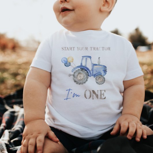 Blue Tractor Verjaardag T-shirt
