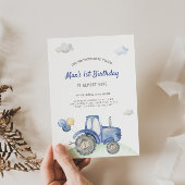 Blue Tractor Verjaardag uitnodiging