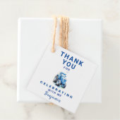 Blue Tractor Verjaardagsplein Favor Gift Label (In situ)