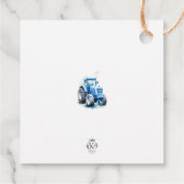 Blue Tractor Verjaardagsplein Favor Gift Label (Achterkant)