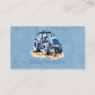 Blue Tractor Waterverf Boy Baby Registry Informatiekaartje