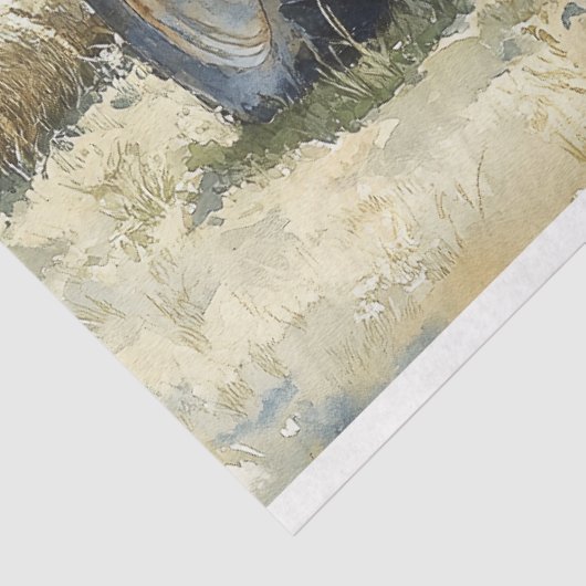  Blue Tractor Waterverf Decoupage Tissuepapier (Detail)