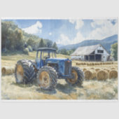 Blue Tractor Waterverf Decoupage Tissuepapier (Voorkant)