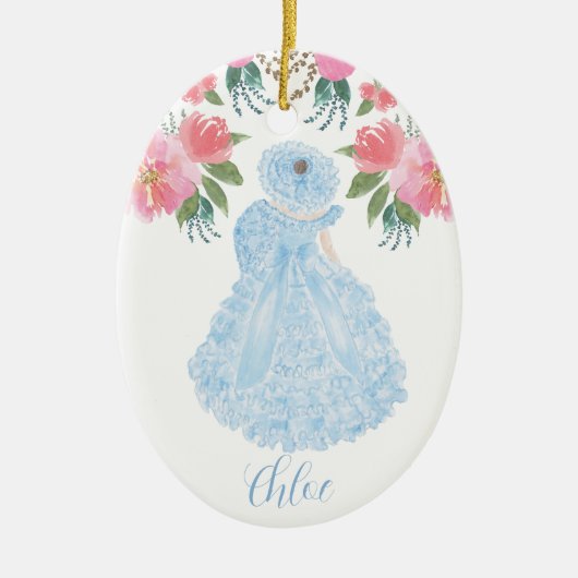 Blue Trail Maid Waterverf Keramisch Ornament (Voorkant)