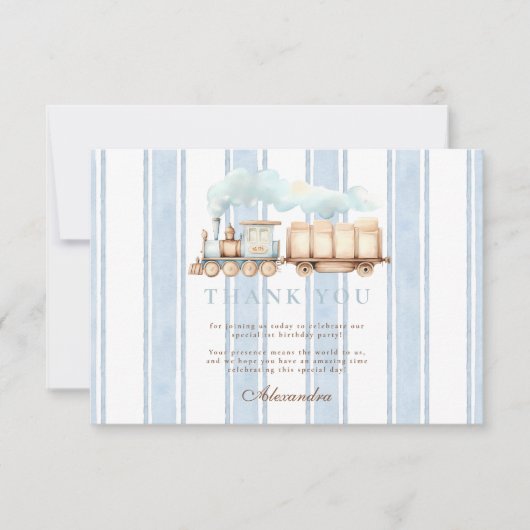  Blue Train 1e verjaardag Bedankkaart (Voorkant)