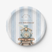  Blue Train 1e verjaardag Papieren Bordje (Voorkant)