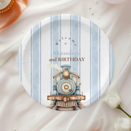  Blue Train 2e verjaardag Papieren Bordje