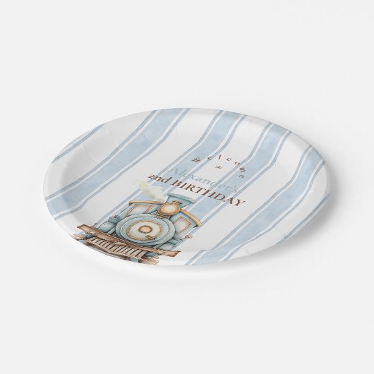  Blue Train 2e verjaardag Papieren Bordje (Gekanteld)