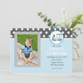 Blue Train Birthday Invitation Kaart (Staand voorkant)