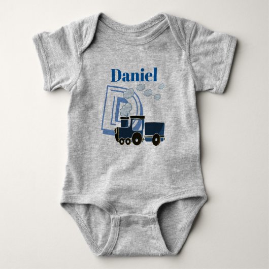 Blue Train Design Gepersonaliseerde Baby Grow Romper (Voorkant)
