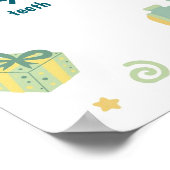 Blue Train Geboorte Stats 1e Verjaardag Mijlpaal Poster (Hoek)