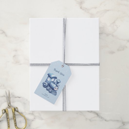 Blue Train Gift Label Cadeaulabel (Met Touw)