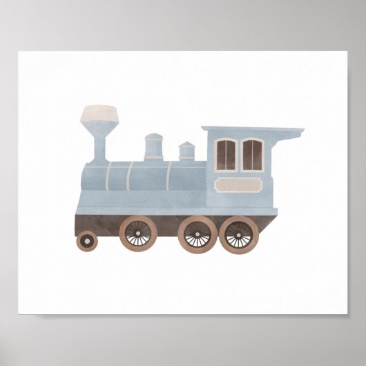Blue Train Kinder Room Decor Poster (Voorkant)