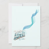 Blue Train Oh Boy baby shower uitnodiging (Achterkant)