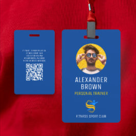 Blue Trainer Logo Foto QR Code Medewerker ID Badge