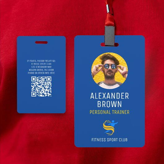 Blue Trainer Logo Foto QR Code Medewerker ID Badge