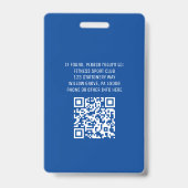 Blue Trainer Logo Foto QR Code Medewerker ID Badge (Achterkant)