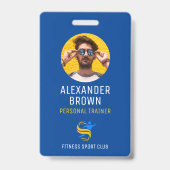 Blue Trainer Logo Foto QR Code Medewerker ID Badge (Voorzijde)