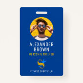 Blue Trainer Logo Foto QR Code Medewerker ID Badge (Voorkant)