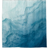 Blue Tranquil Ocean Waves Natuur Abstracte kunst Douchegordijn (Voorkant)