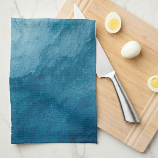 Blue Tranquil Ocean Waves Natuur Abstracte kunst Theedoek (Quarter Fold)