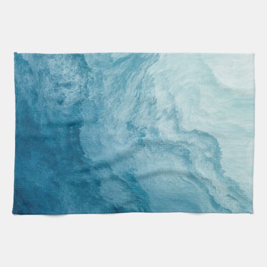 Blue Tranquil Ocean Waves Natuur Abstracte kunst Theedoek (Horizontaal)