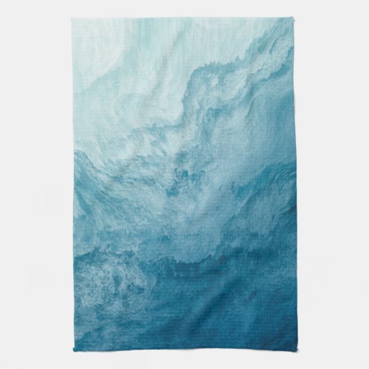 Blue Tranquil Ocean Waves Natuur Abstracte kunst Theedoek (Verticaal)