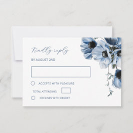 Blue Transparent Flower RSVP Kaartje