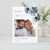 Blue Transparent Flowers Wedding Thank You Card Bedankkaart (Staand voorkant)