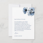 Blue Transparent Flowers Wedding Thank You Card Bedankkaart (Achterkant)