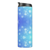 Blue travel mug with a black lid  thermosbeker (Geroteerd rechts)