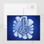 Blue Treble Clef Music Art Briefkaart (Voorkant / Achterkant)