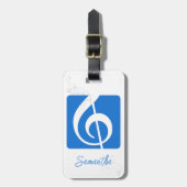 Blue Treble Clef Music-symbool wissen Bagagelabel (Voorkant verticaal)