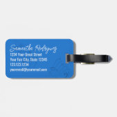 Blue Treble Clef Music-symbool wissen Bagagelabel (Achterkant horizontaal)