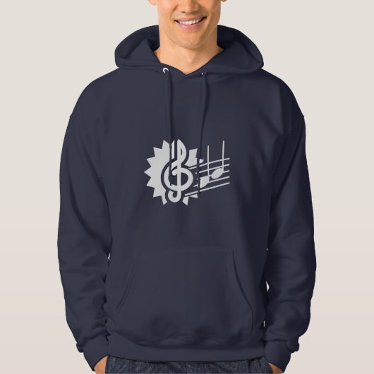 Blue Treble Clef; Muzieknoten Hoodie (Voorkant)